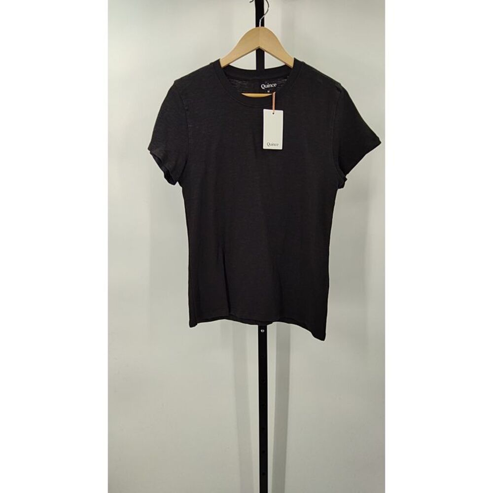 Quince Women's 100% Organic Cotton Slub Crewneck Tee Black  M
